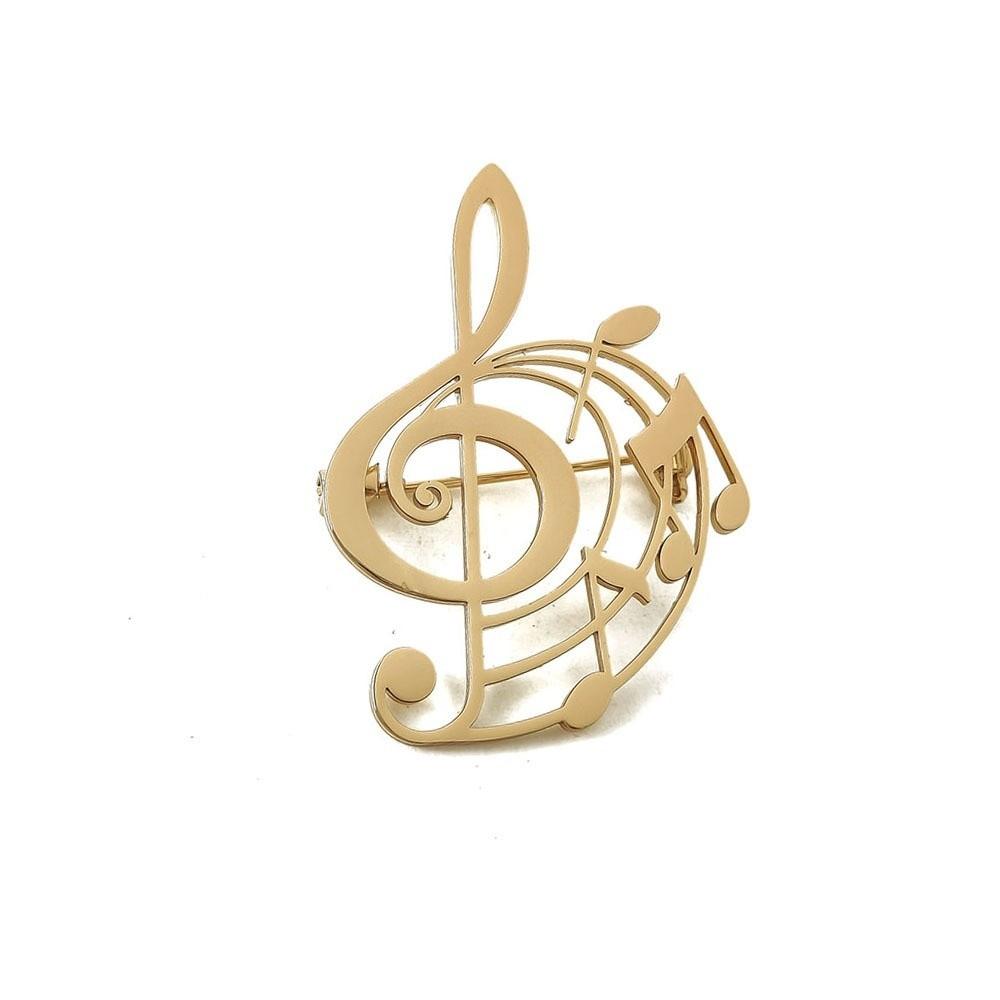 Stainless Steel Music Note Brooch Pin Hollow Design Music Badge Lapel Pin Daily Wear
