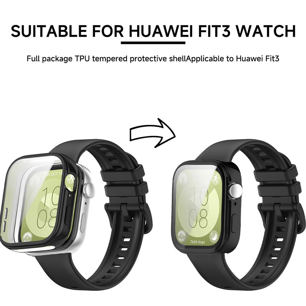 Для Huawei Watch Fit 3 Ремешок Мягкий Силикон Спортивный Браслет + Мягкий Чехол из ТПУ Дышащий Браслет для Умных Часов Для Huawei Fit3 Correa