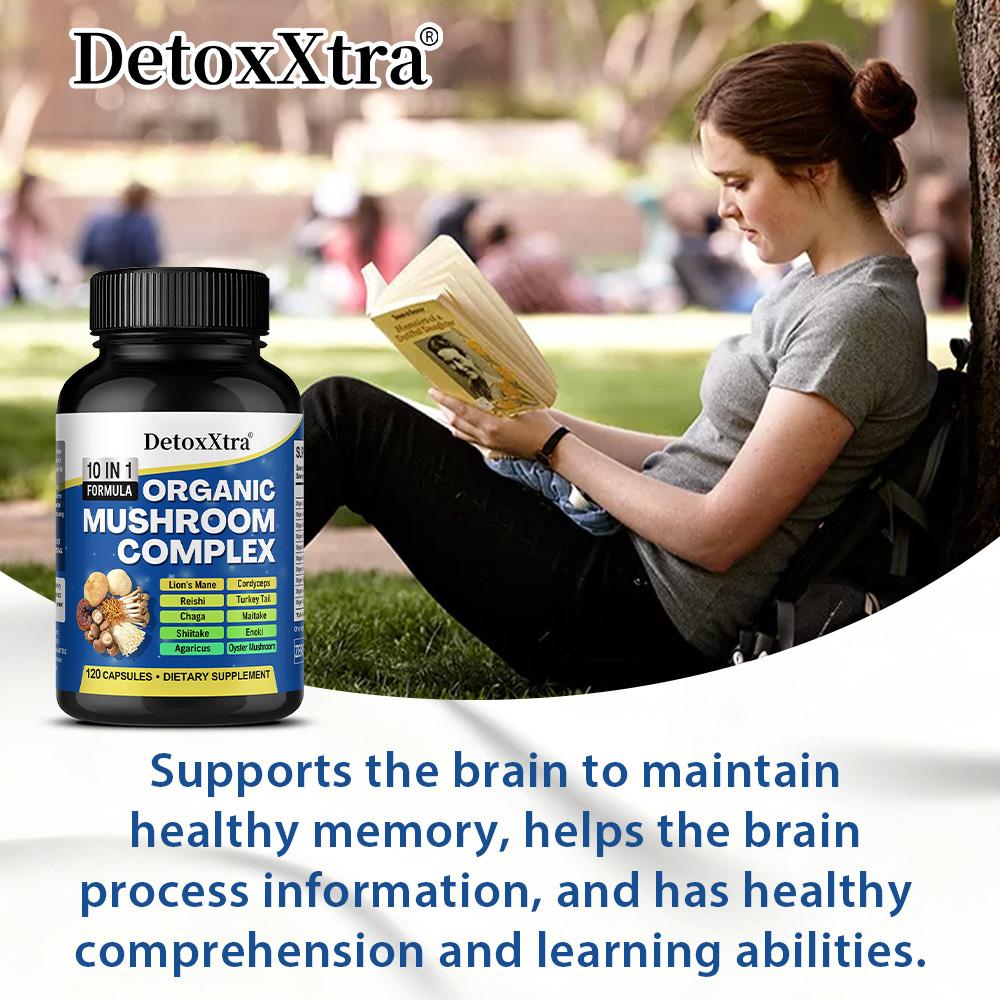 Mushroom supplements: Hericium erinaceus, Cordyceps sinensis, Ganoderma lucidum, brain capsules, 120 capsules