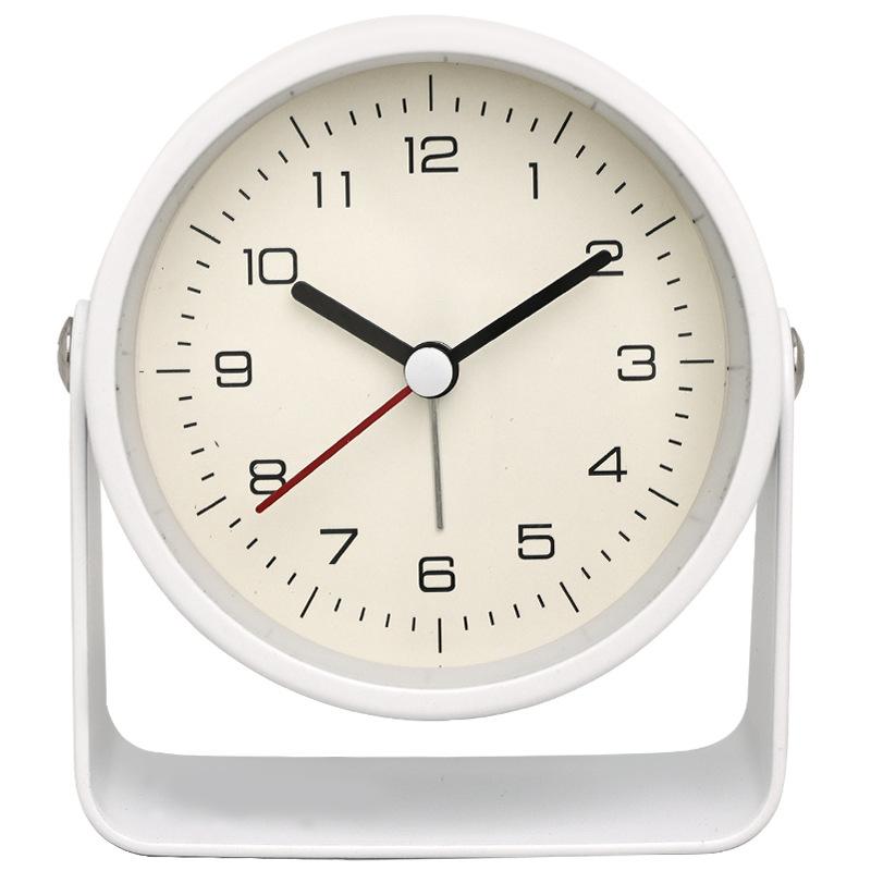 3.5 Inch Analogue Alarm Clock Silent Non-Ticking Bedside Clock Adjustable Angle Desk Clock with Light