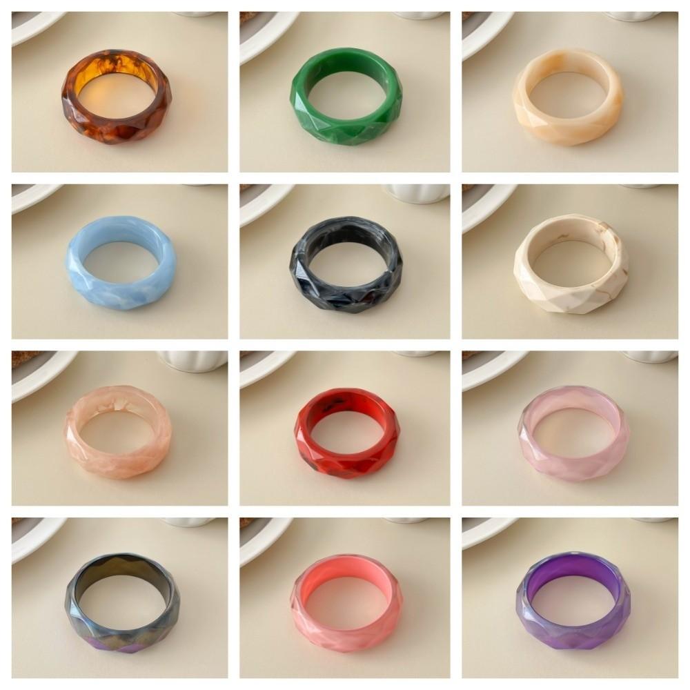 Bohemian Colorful Resin Bangle Transparent Wide Chunky Hand Ring Exaggerated Pearly Bracelet Girls