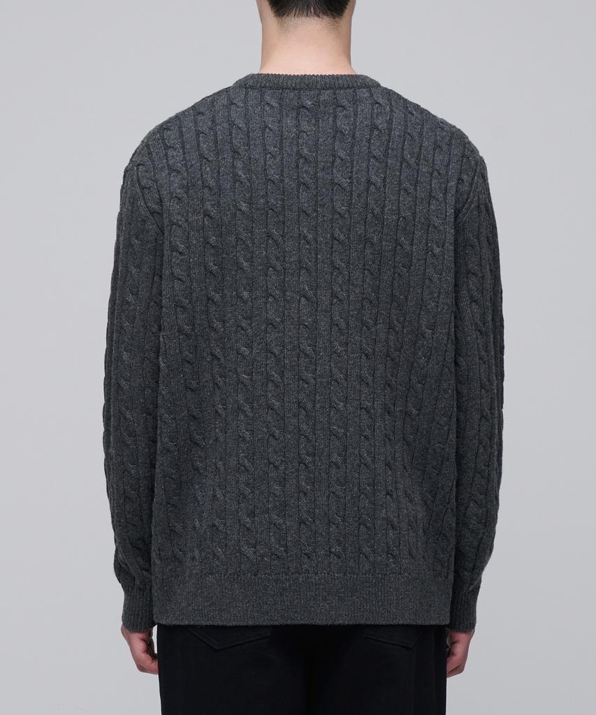 MUSINSA STANDARD Cable Crew Neck Knit [Medium Grey]