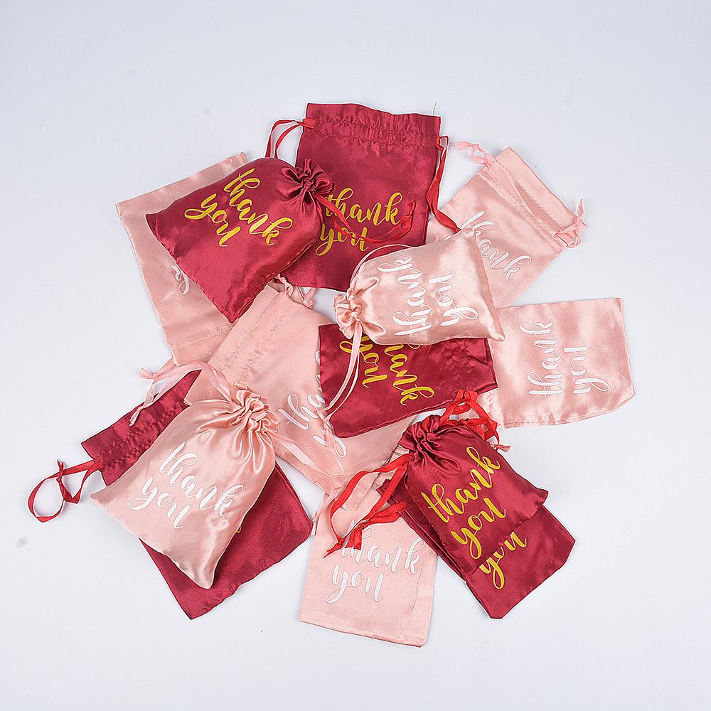 12 шт. Шелковый сегментный цвет Дин День благодарения Подарочный пакет Спасибо Завязки Мешочек для хранения ювелирных изделий Подарочная упаковка для конфет Мешочек на завязках