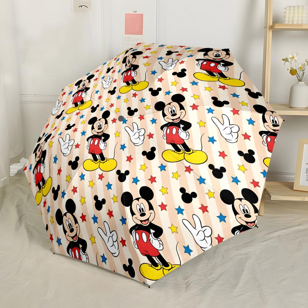 Mickey Mouse Party Decorations Automatic Umbrella Compact 8-Rib Lightweight Durable Travel Essential Outdoor Accessory