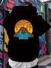 Alien UFO Graphic Hoodie - Black Pullover Sweatshirt with Back Print