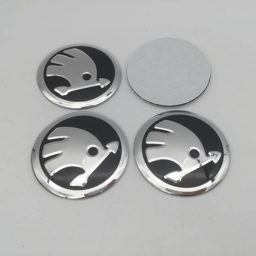 LQLT3 4pcs 3D 56mm 60mm 65mm black For Skoda Car Wheel hub Center Cap emblem Badge covers sticker Decals Styling accessories