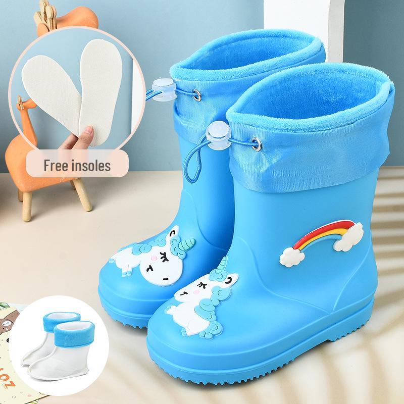 Мультяшные детские водонепроницаемые резиновые дождевые сапоги с нескользящей подошвой для малышей и детей