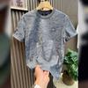 Мужская летняя вышитая футболка с коротким рукавом Дизайн Ледяной шелк Топ с коротким рукавом