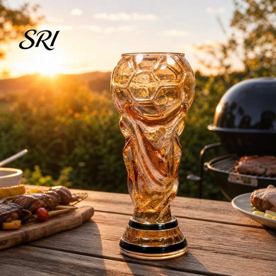 Durable Beer Mug Trophy Glass, 480ml Football Cup, Champion Shaped Soccer Party Gift for Lovers Glass