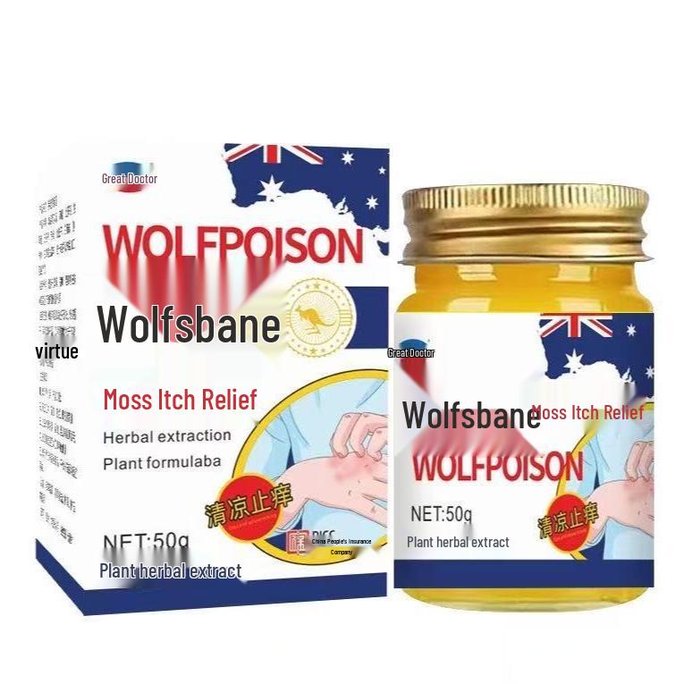 Wolfsbane Antibacterial Tinea Itch Relief Ointment and Spray for Skin, Hand, Foot, and Body