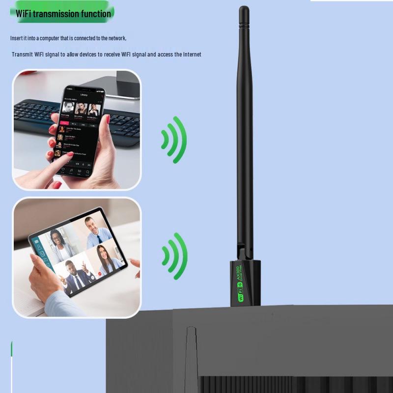USB-сетевая карта WiFi6 AX300: Беспроводной приемник и передатчик 286 Мбит/с, не требует драйверов для компьютеров