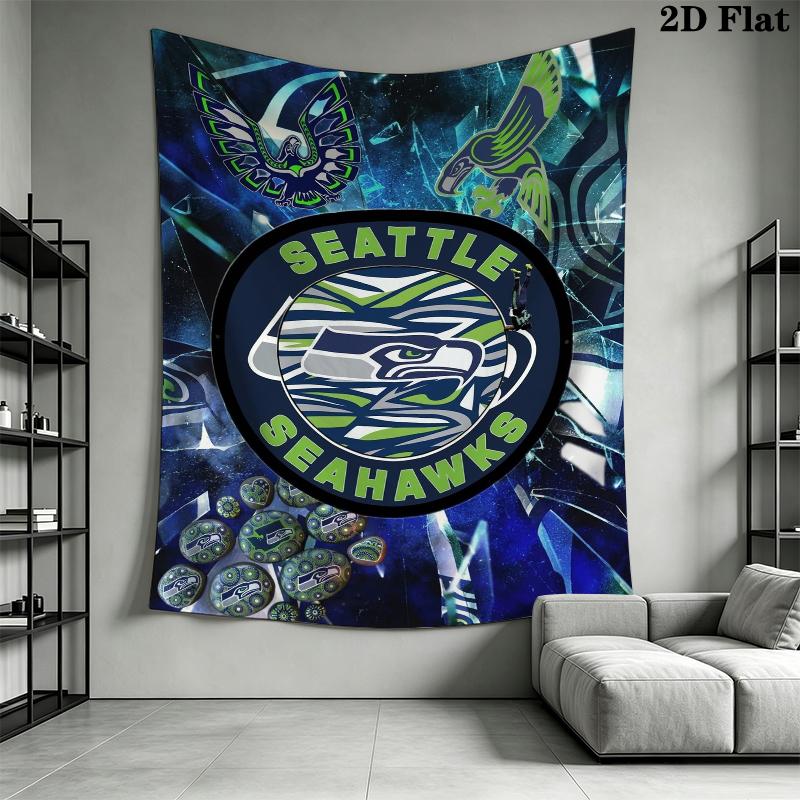 Seattle Seahawks Wall Tapestry Aesthetic Wall Hanging Printed Fabric Blanket Decorative Tapestries for Bedroom Living Room Home Decor