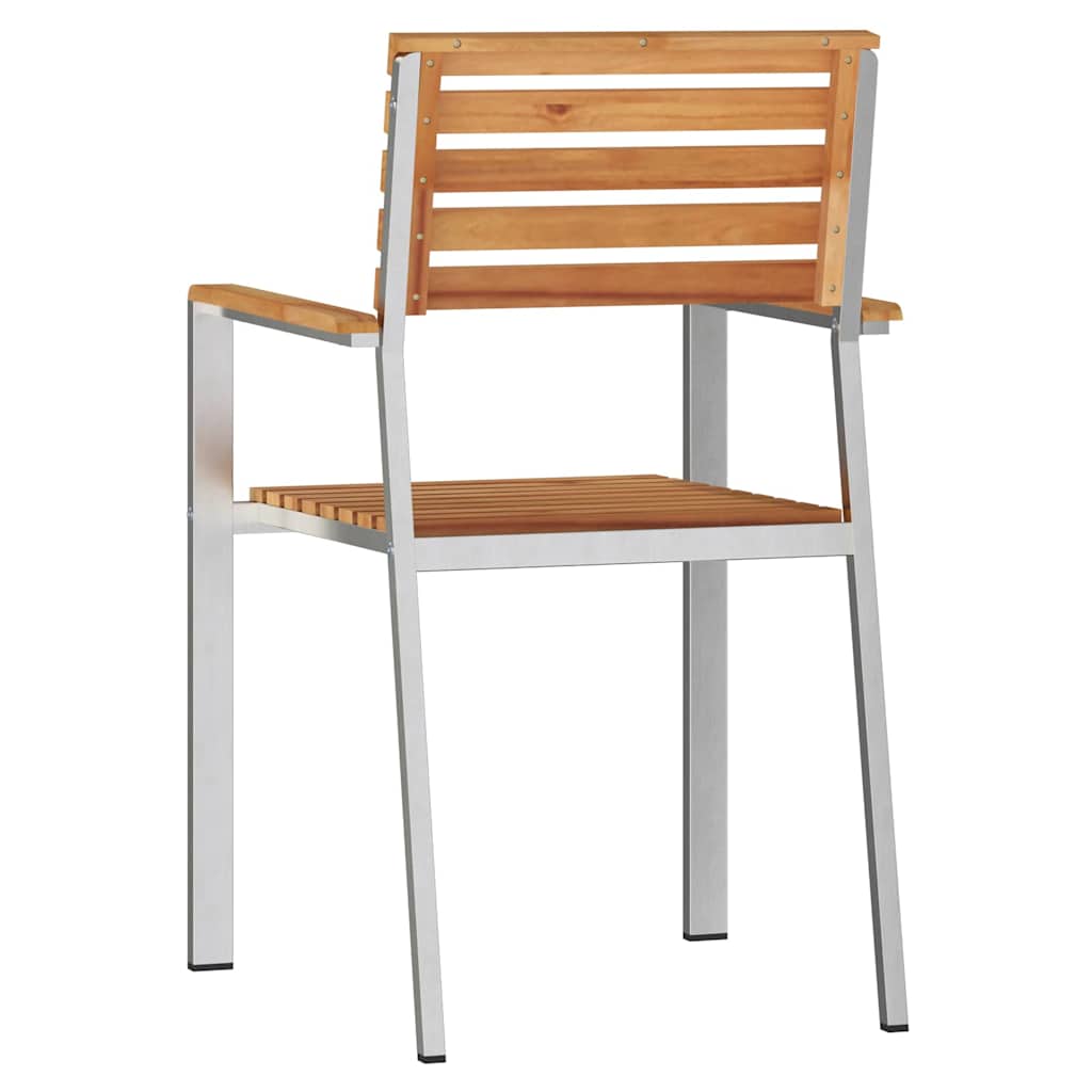 Garden Chair 6 pcs Solid Teak Wood and Stainless Steel