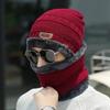Autumn and winter warm fleece hat scarf two-piece set men's thickened pullover hat fashionable outdoor travel cold hat
