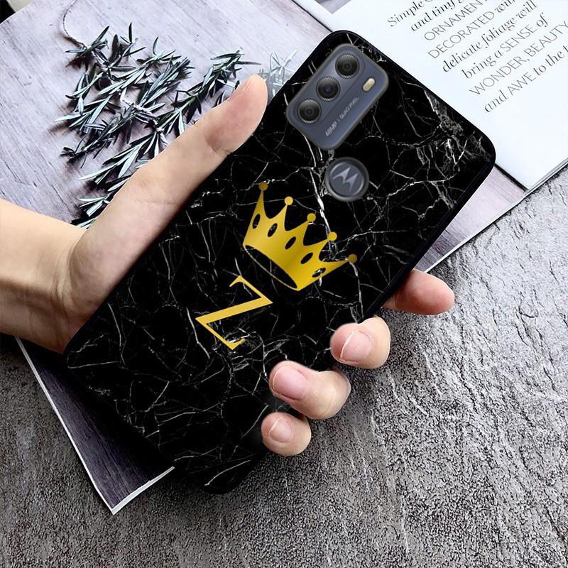 Чехол для телефона с мраморной золотой короной и буквами алфавита для Motorola Moto G7 G8 G9 Play G7 Power G8 Plus G30 G10 G100 G60 G20