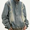 Men's Retro Patchwork Denim Jacket - Loose Fit, Casual Versatile Design for Spring and Autumn
