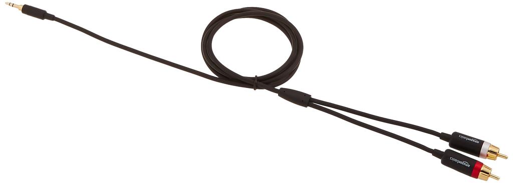 Amazon Basics RCA Adapter Audio Cable for Amplifiers 2 with Plugs for Active (3.5Aux - RCA) Gold-Plated Speakers, Black, 1.2m