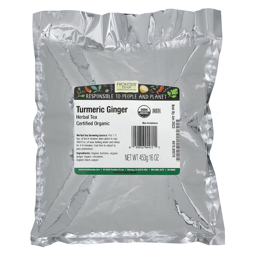 Сертифицированный травяной чай с куркумой и имбирем Frontier Natural Products, 453 г (16oz)