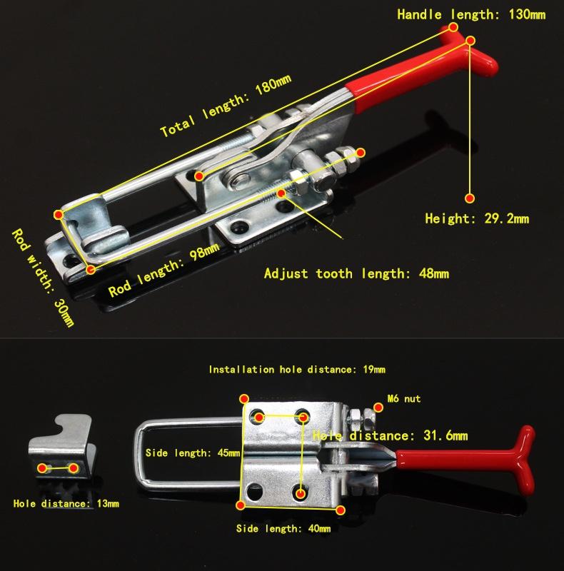 1 шт. GH-431 прочный замок, быстрый зажим, пряжка, замок, зажим для деревообработки, зажим для барбекю, замок для курильщика, дверная пряжка, 318 кг, ралли