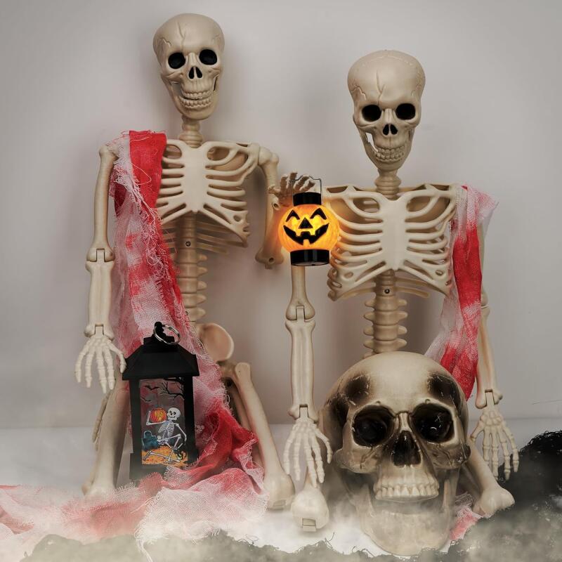 New 40/90cm Halloween Skeletons Fake Full Body Skull Bones Movable Halloween Party Decor for Home Bar Haunted House Horror Props