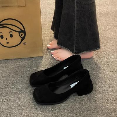 Темпераментный поздний вечерний ветер мелкий вырез туфли-лодочки женские 2025 новые французский толстый каблук Мэри Джейн туфли на высоком каблуке универсальные для работы женские туфли