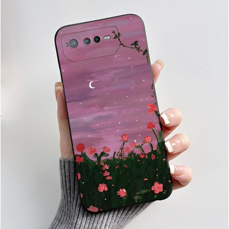 Casing For Asus ROG Phone 6 Pro 6D Phone Case Aesthetic Fashion Cute Cat Black Soft TPU Silicone Bumper Shockproof Back Cover