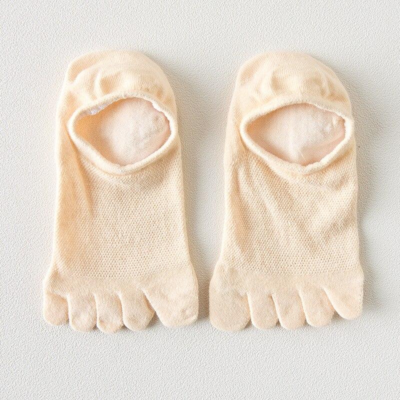 Женские носки с пятью пальцами, повседневные однотонные низкие носки-лодочки, женские летние сетчатые дышащие невидимые носки