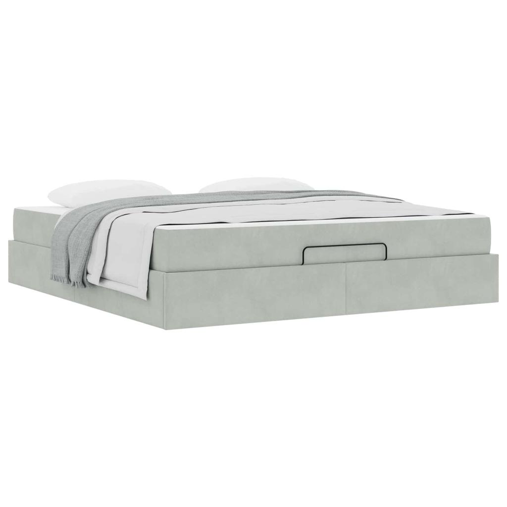 Bed Frame with Mattress 2 pcs Light Grey Velvet