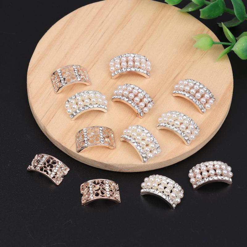 New Sale 10Pcs Fashion Craft Pearl Crystal Rhinestone Buttons For Diy Flower Round Cluster Button Wedding Embellishment Jewelry