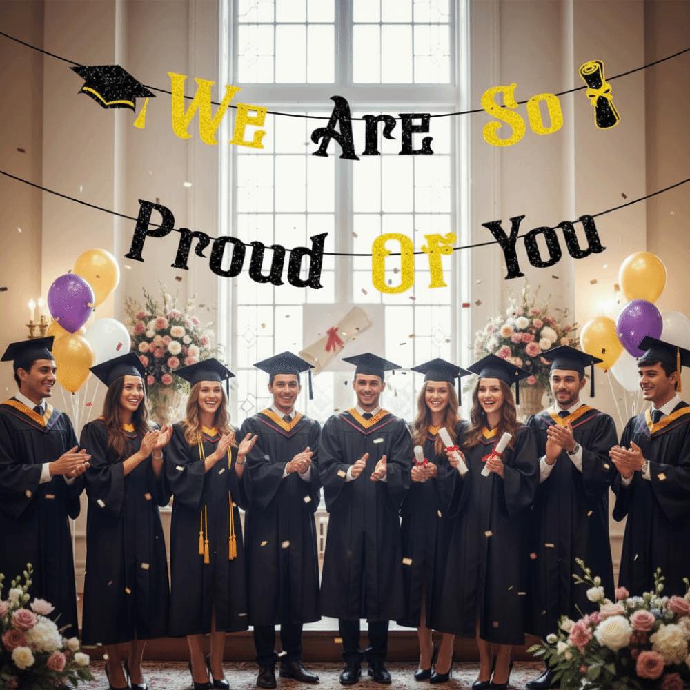 Gold Shining Glittery Gold Garland Glitter Decor Graduation Hanging Banner Photo Background