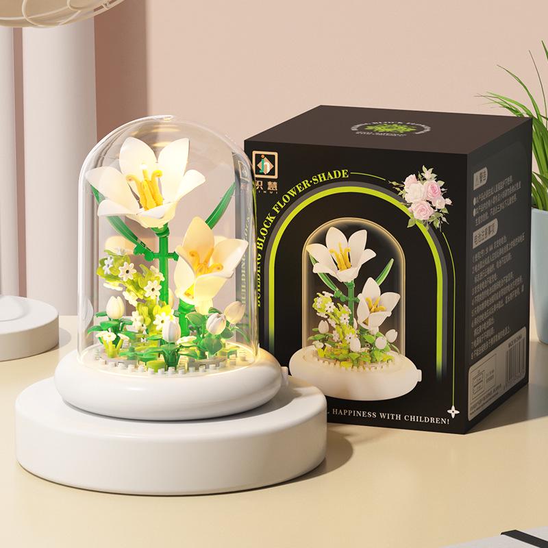 Valentine's Day Eternal Rose Bouquet: Compatible with Lego China Building Blocks, Flower Plant Potted Children's Toy