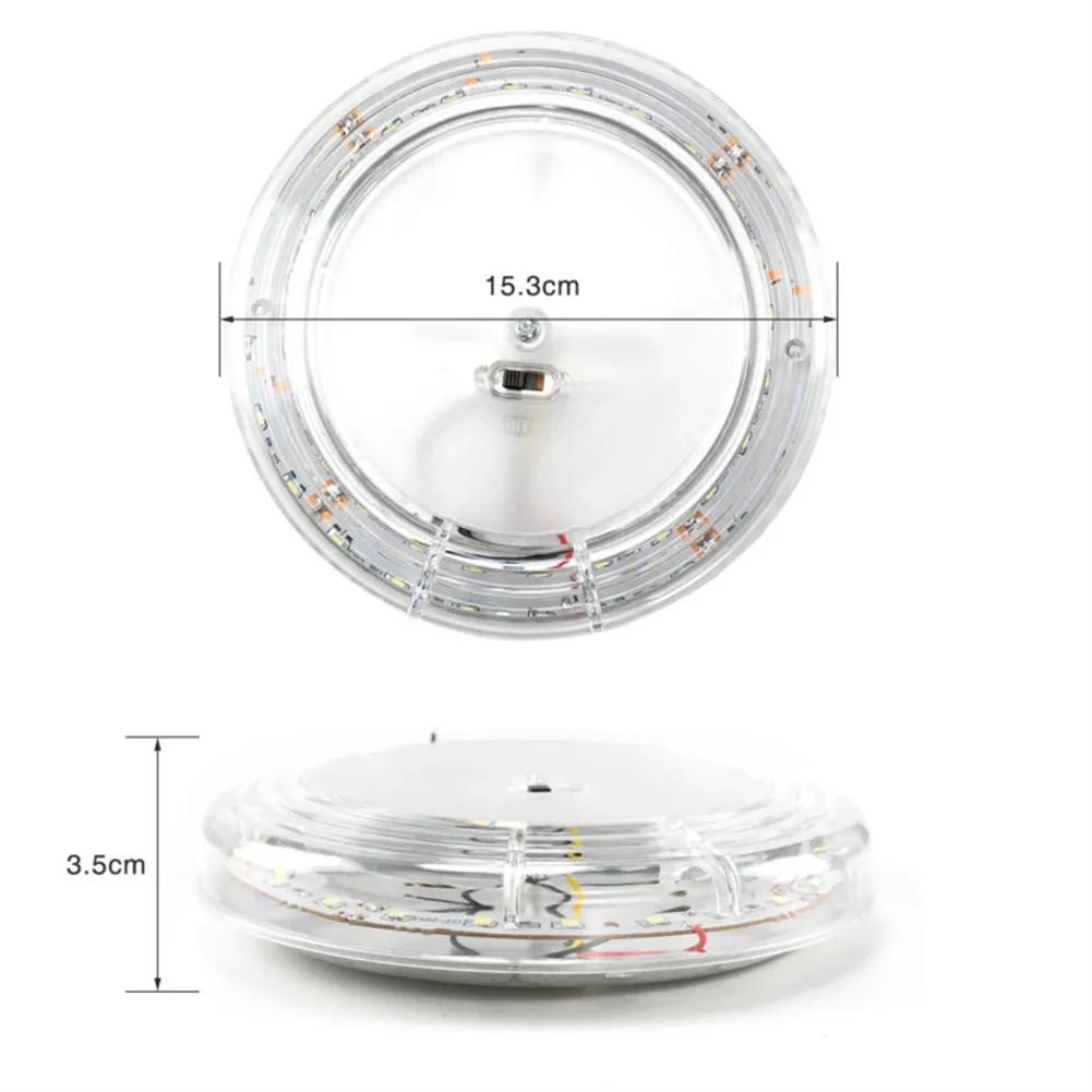 Plastic Dome White Lamp Camper Van Caravan Dome White Lamp Roof Ceiling Interior Light 24LED White Light Reading Light
