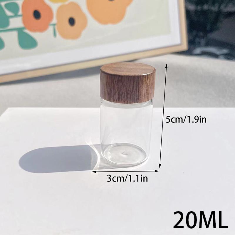 Coffee Bean Glass Tube With Wood Tool Bottled Tubes Grain Storage Wooden Sealed Airtight Canisters