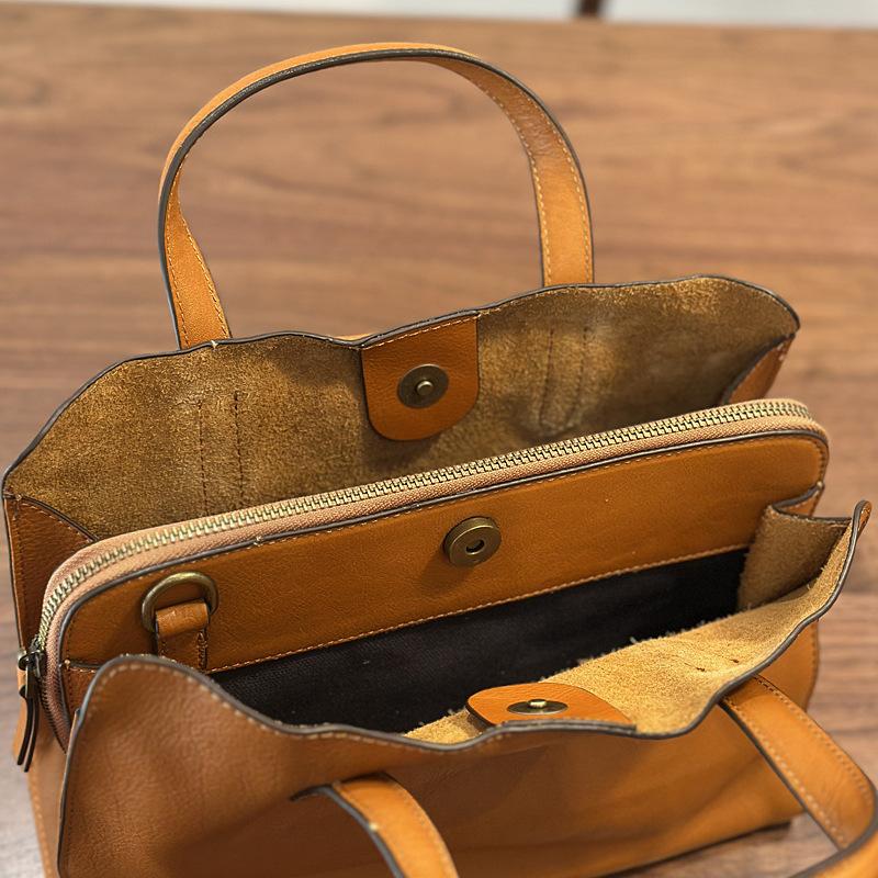 Johnature Сумка из натуральной кожи, повседневная универсальная сумка-тоут из мягкой коровьей кожи, женская сумка через плечо