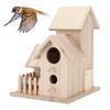 Outdoor Birdhouse Paulownia Garden Bird Nests Small Bird Breeding Box for Wild BirdsThree Rooms