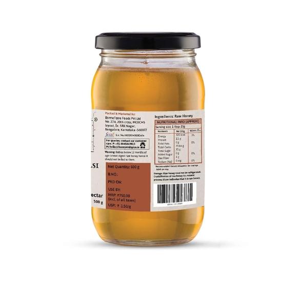 Honey and Spice Vana Tulsi Honey (500g) | Sourced from the fertile plains of Bihar, near Patna With No Added Preservatives | 100% Raw and Pure