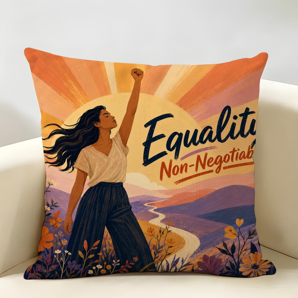 Equality NonNegotiable Cushion Cover Durable Hypoallergenic Organic Linen Pillow Cover Short Size Washable SkinFriendly