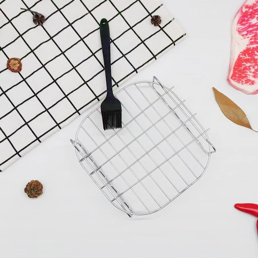 Гриль для аэрофритюрницы, электрическая фритюрница из нержавеющей стали, аксессуары для гриля, 4-контактная двухъярусная решетка для аэрофритюрницы с зажимом для еды