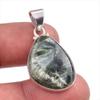 Natural Seraphinite Gemstone 925 Solid Sterling Silver Gift Pendant 1.50" H8S67