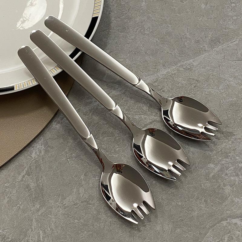Вилка из нержавеющей стали 316, бытовая ложка и вилка, интегрированная два-в-одном, двойного назначения, детская вилка для пасты, салатная ложка, салатная вилка, для дома 4