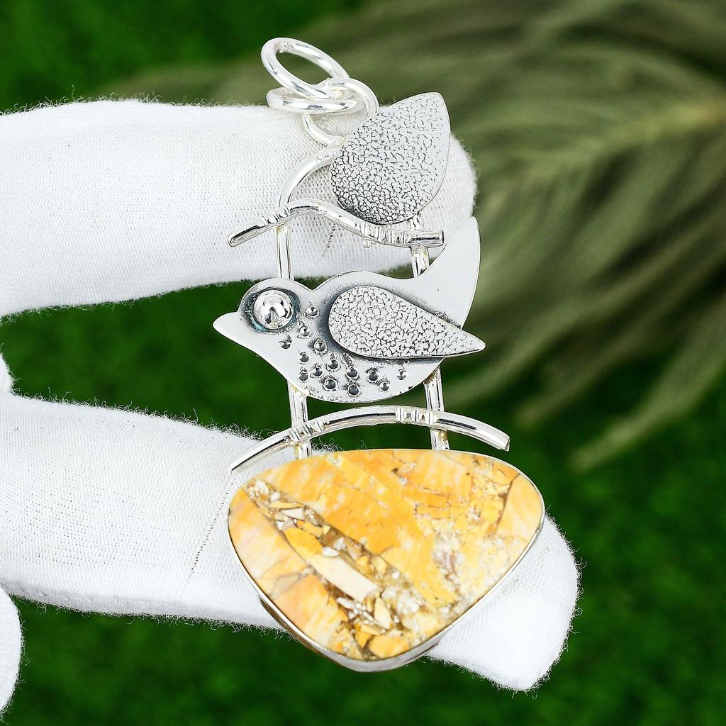 Wedding Gift For Her 925 Silver Natural Brecciated Mookaite Gemstone Pendant