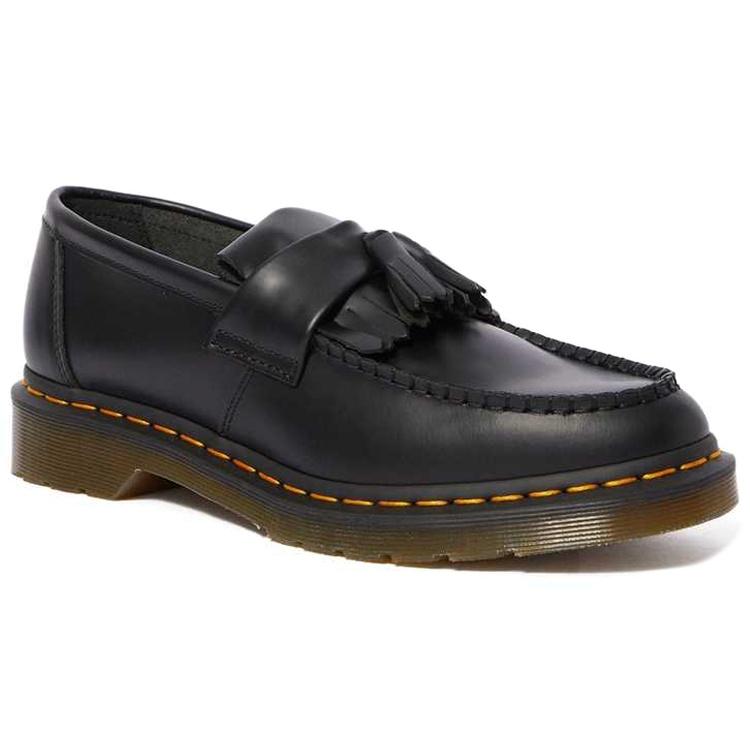 Dr. Martens Мужские лоферы Adrian с желтой строчкой и кисточками 'Black Smooth' 22209001