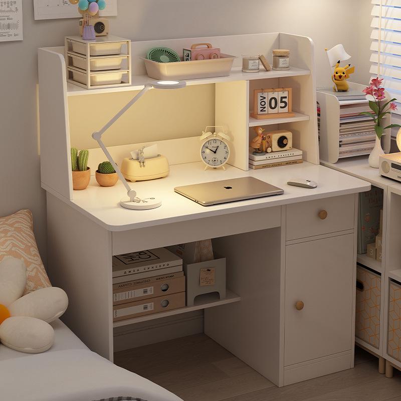 Integrated Desk and Bookshelf Set: Compact Writing Desk & Chair for Bedroom or Small Office.