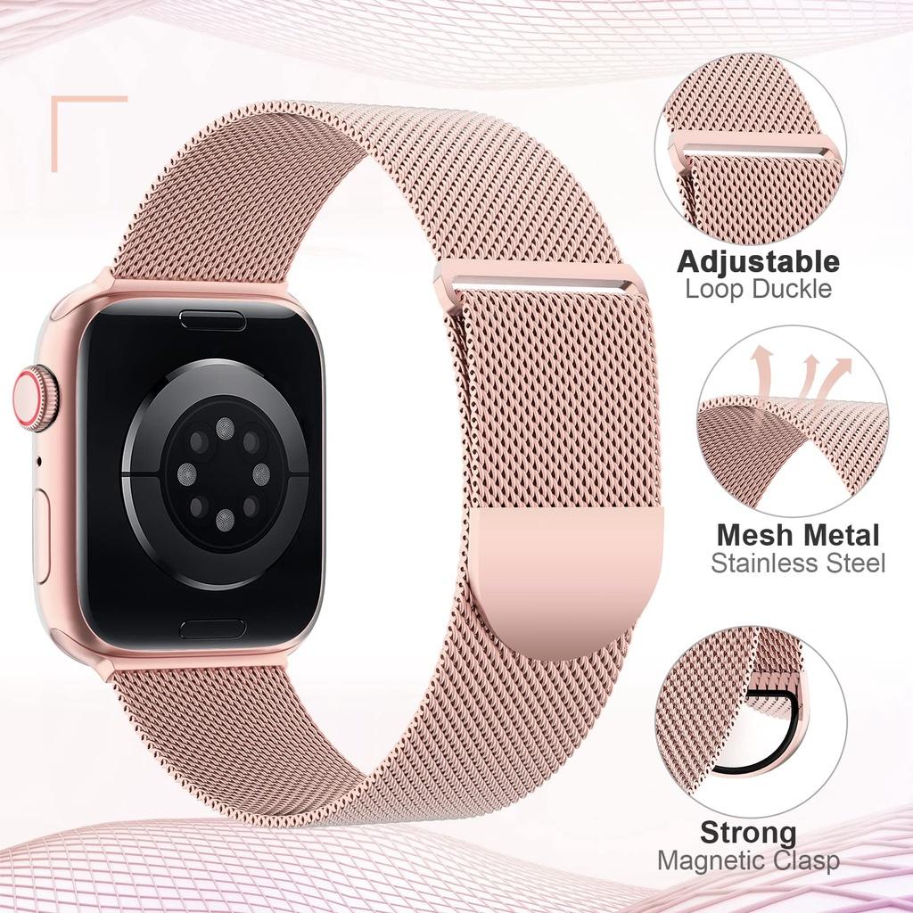 Металлический Миланский Петлевой Ремешок Для Apple Watch Ultra Ремешок 49мм 42мм 44мм 45мм 41мм Стальная Сетчатая Магнитная iWatch Серии 9/8/7/6/5/4/3/SE