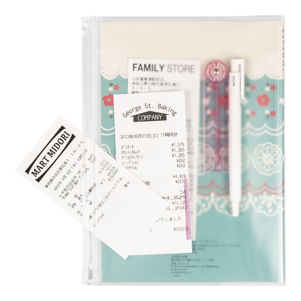 MIDORI 12393006 A5 Monthly Household Account Book, Lace Pattern