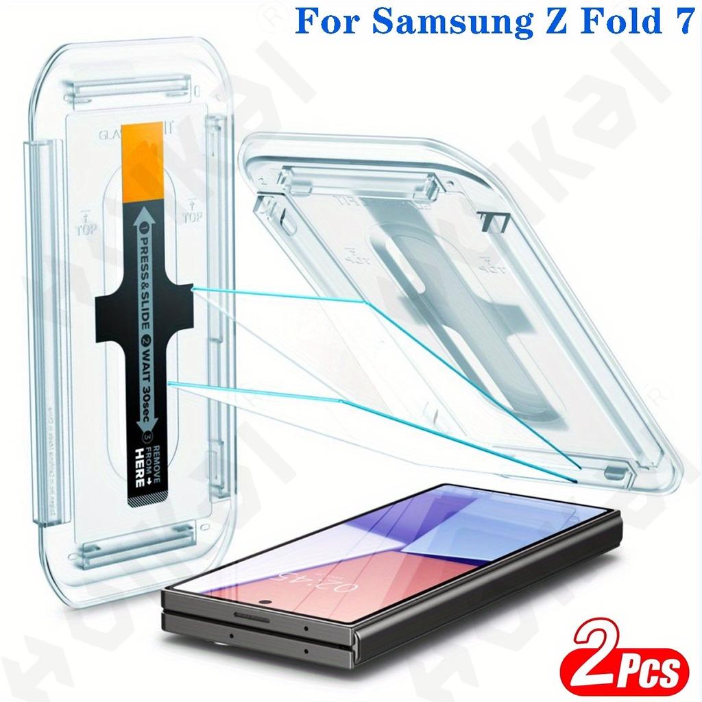 2 Pack For Samsung Galaxy Z Fold 7 6 5 Tempered Glass Screen Protector Auto Dust-Elimination Bubble Free HD Clear