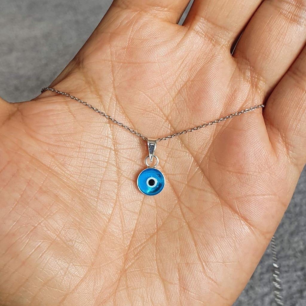 Mystic Jewels Ожерелье из синего стекла от сглаза на удачу, серебро 925 пробы, длина цепочки от сглаза, стекло Dalia's - - - 40~45 см, защита,