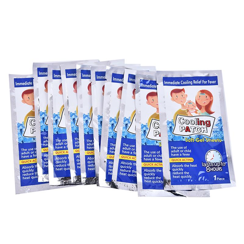 10 шт./пакет, обезболивающий детский пластырь от лихорадки, охлаждающий гель для снижения температуры, от головной боли