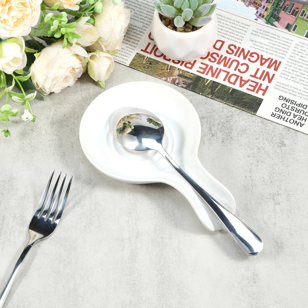 Spoon Holder Rest Large Ceramic Spoon Holder Heat-Resistant Ceramic Cooking Holder Coffee Spoon Cradle for Kitchen Counter