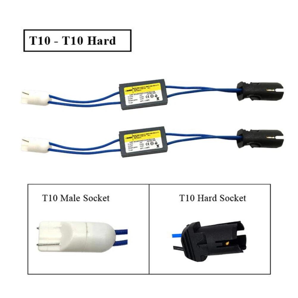 2pcs T10 Canbus Cable 12V LED Warning Canceller Decoder 501 T10 T15 W5W 194 Car Lights NO Error Canbus LED Load Resistor
